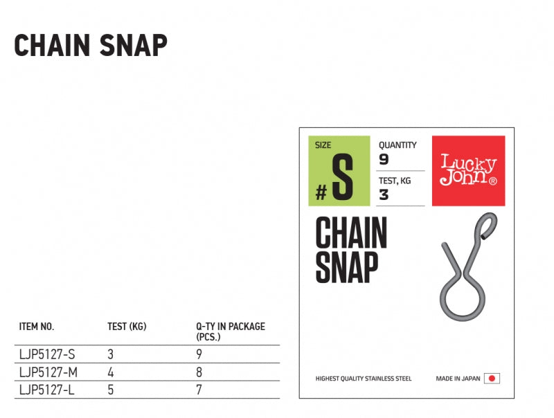 AGRAFA RAPIDA LUCHY JOHN CHAIN SNAP LJP5127 Marime: S 9buc/plic 3kg
