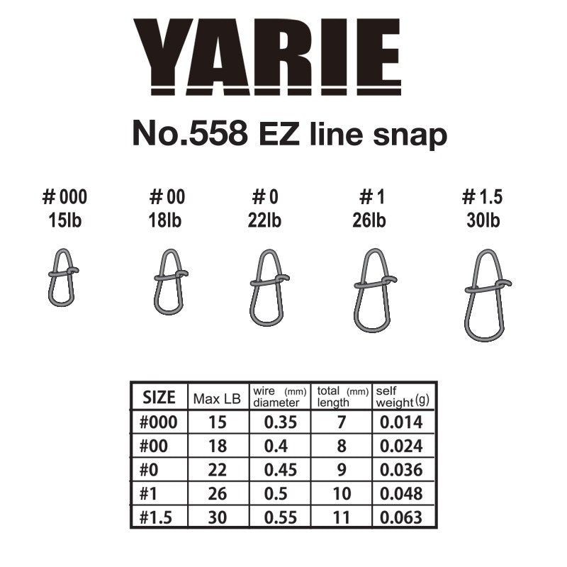 AGRAFA RAPIDA YARIE 558 EZ LINE SNAP Nr. 00 18lb 11BUC/PLIC