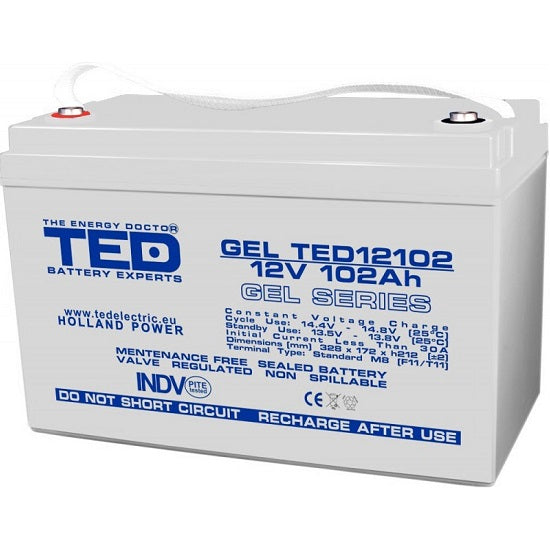Acumulator Agm Vrla 12V 102A Gel Deep Cycle 328mm x 172mm x h 214mm