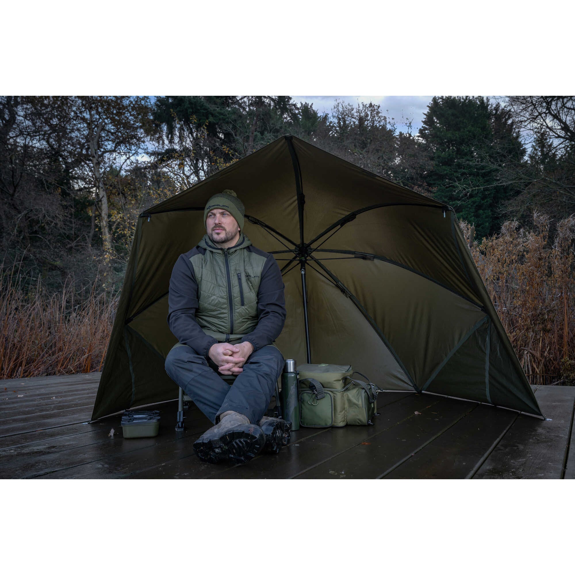 Adapost Tip Umbrela Korum Progress Graphite Brolly 140x210cm  