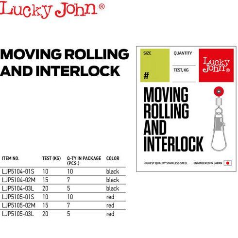 Agrafa Interlock Lucky John cu Vartej si Margea Culisanta  Black, Nr.2, 15kg, 10buc/pac