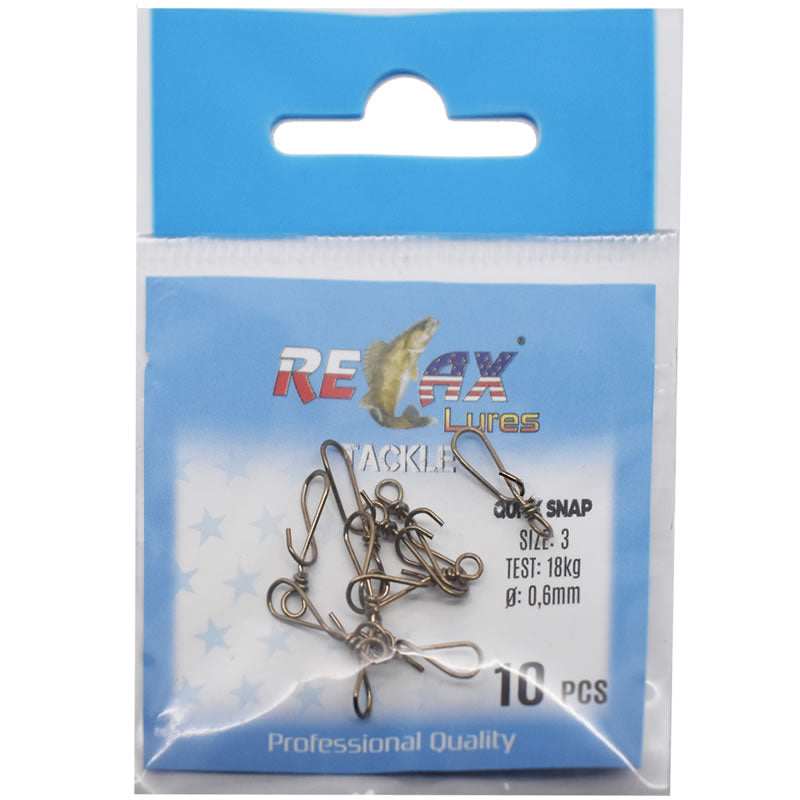 Agrafa Rapida Relax Tackle Spiral Quick Snap Nr.3, 0.6mm, 18kg, 10buc/pac