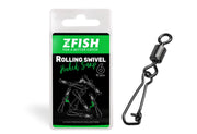 Agrafa Vartej ZFISH Rolling Swivel Hooked Snap, Nr 14, 16Kg, 10 Buc/Plic