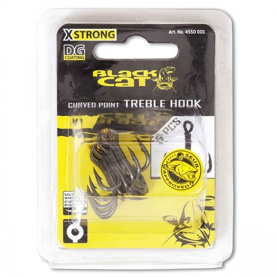 Ancora Black Cat No.4/0 Curved Point Treble Hook DG Coating