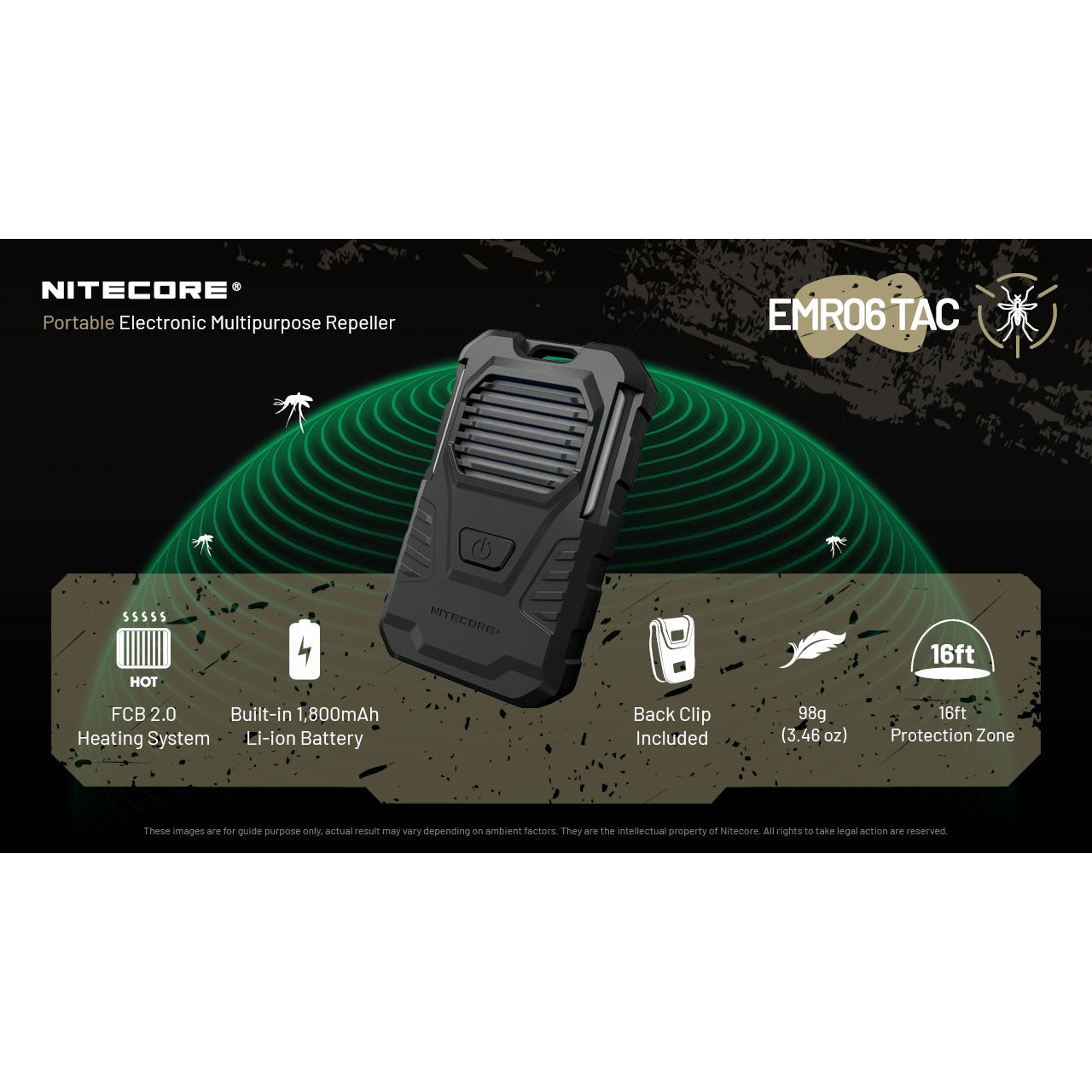 Aparat Anti Tantari NITECORE EMR06 TAC Portable Rechargeable Mosquito Repeller