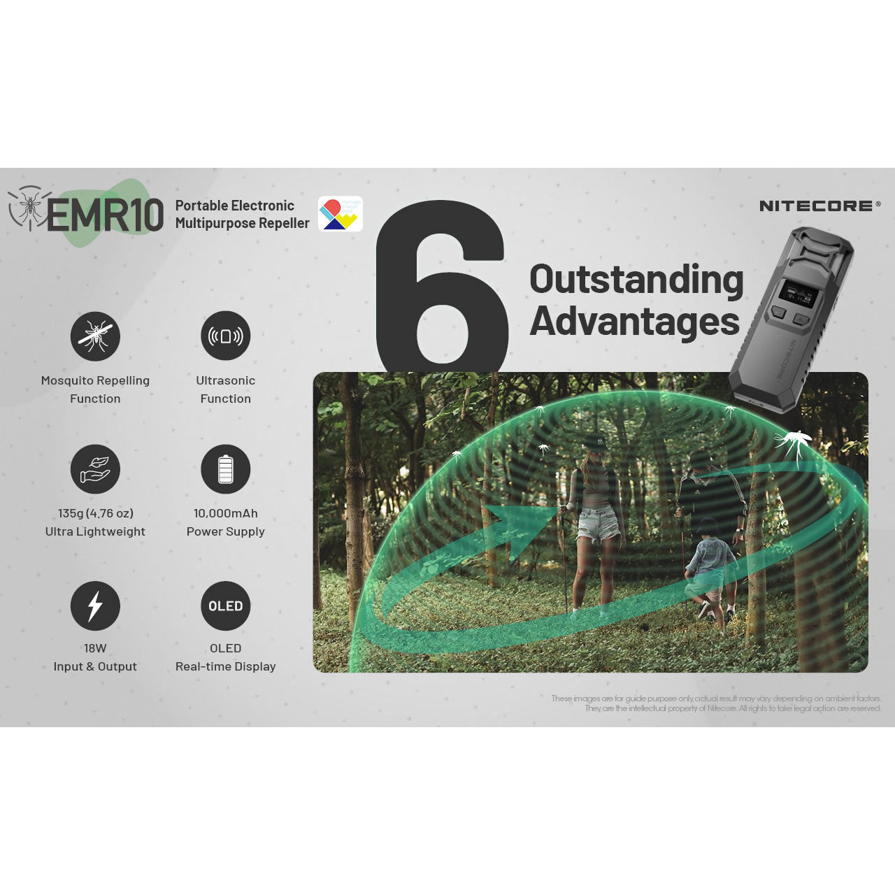 Aparat Anti Tantari NITECORE EMR10 Rechargeable Mosquito Repeller &amp; Power Bank