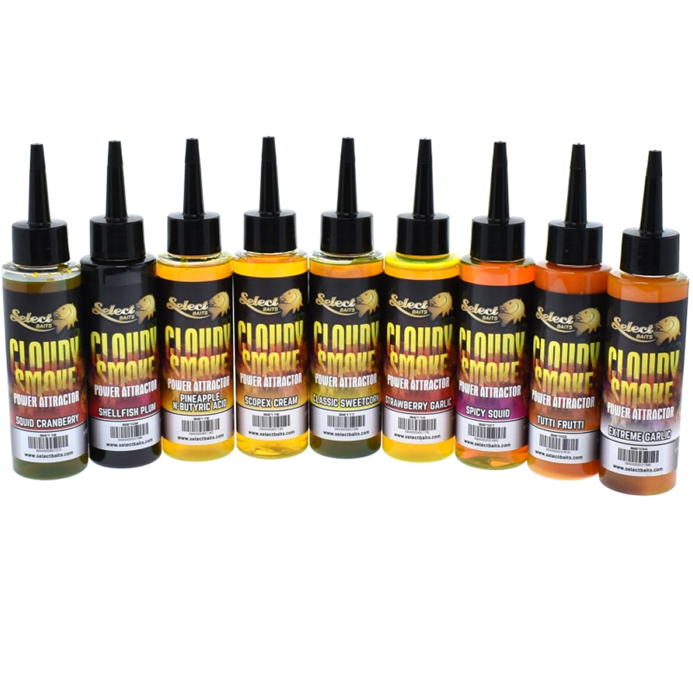 Atractant SELECT BAITS Cloudy Smoke, Strawberry Garlic, Fluorescent Green, 115ml