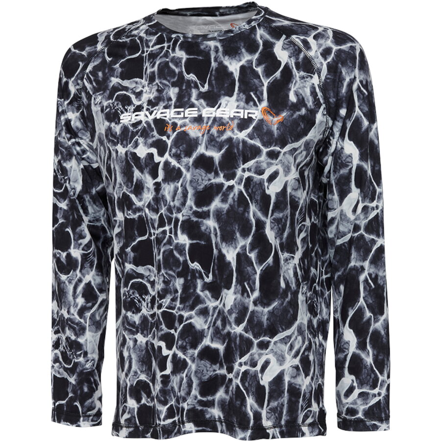 BLUZA SAVAGE GEAR NIGHT UV BLACK WATERPRINT