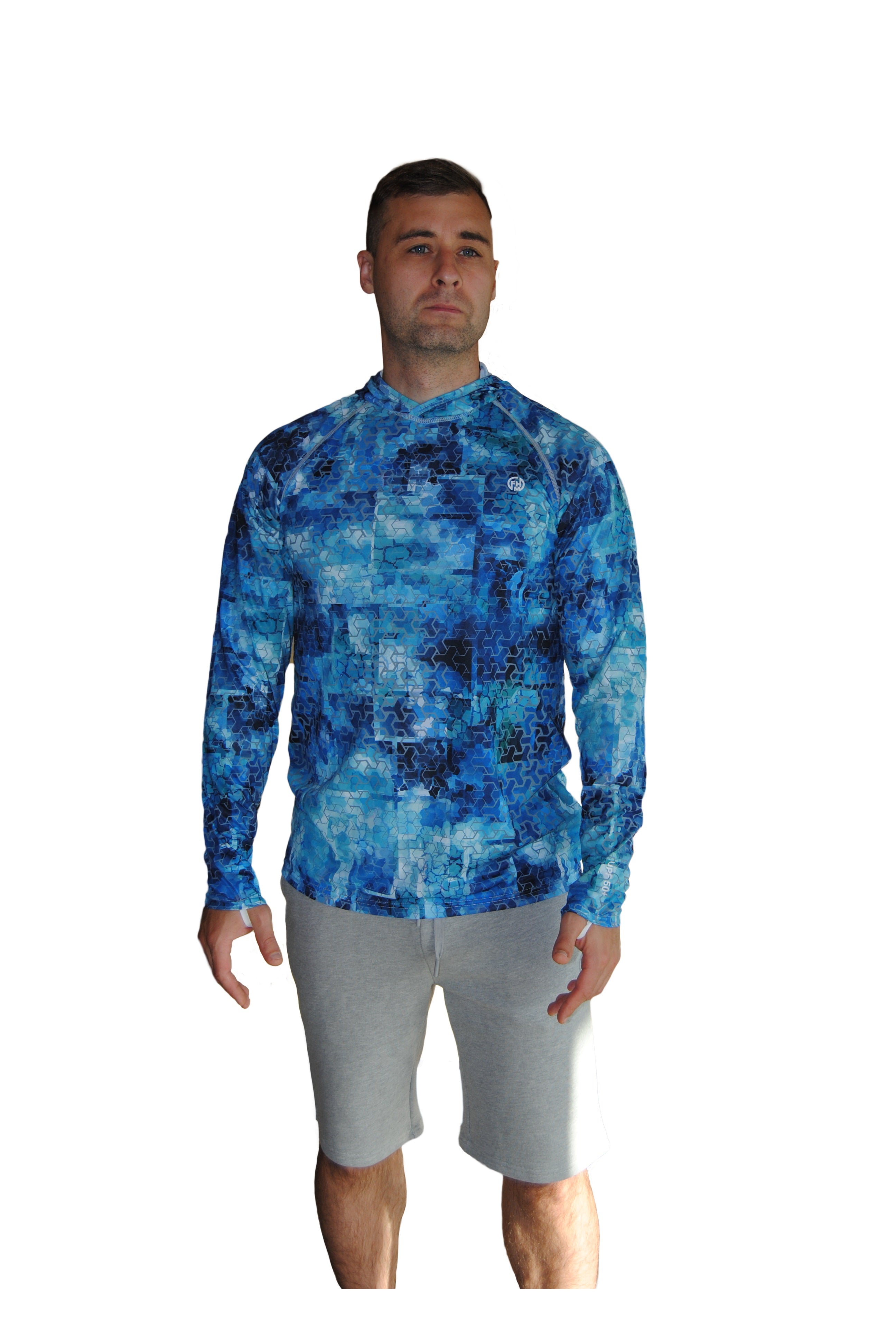BLUZA UV FHM Mark Hoodie PRINT AQUA BLUE