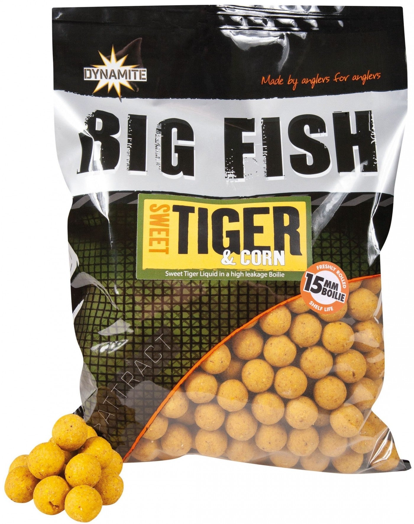 BOILIES DYNAMITE BAITS BIG FISH SWEET TIGER &amp; CORN 15mm 1KG