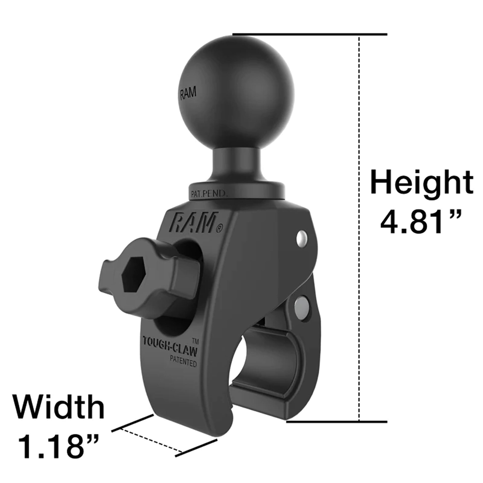 Baza cu Clema si Bila RAM Mounts Tough-Claw Small Clamp Base &amp; Ball - C Size 