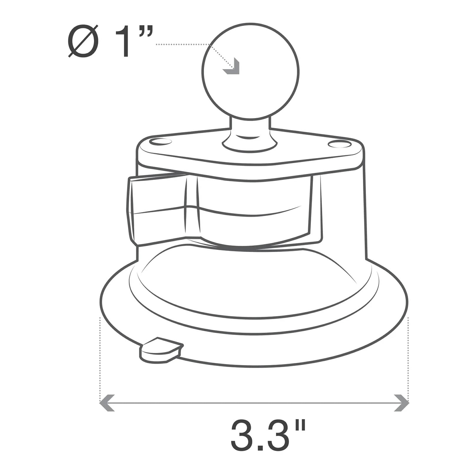 Baza cu Ventuza RAM Mounts Twist-Lock Suction Cup Base with Ball - B Size