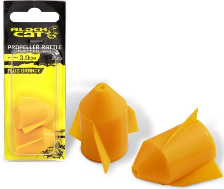 Black Cat Propeller Rattle Rotates Catfish Accessories, Fluo Orange, 2.4cm, 2buc/pac