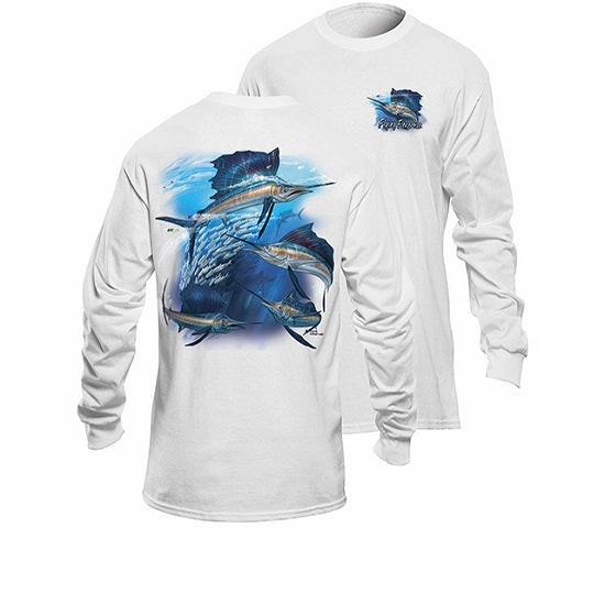 Bluza Flying Fisherman Sailfish Frenzy White Long Sleeve Tee