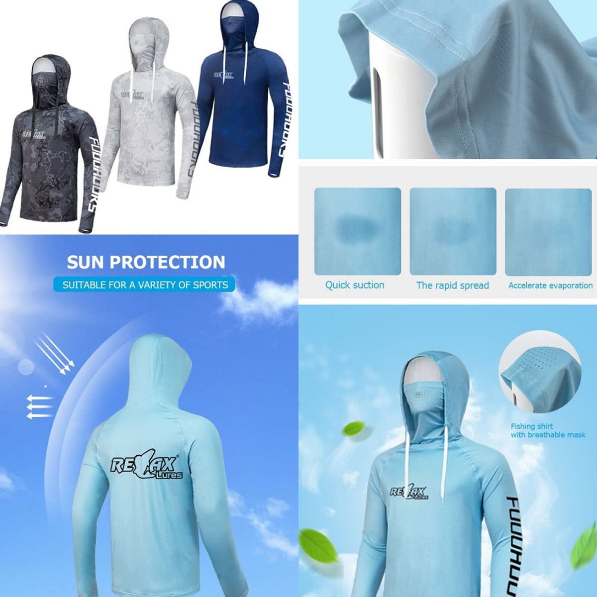 Bluza UV RELAX Blue Wave UPF 50+