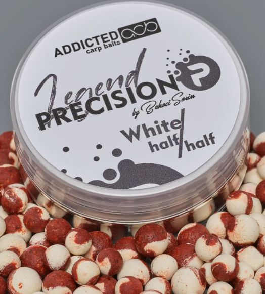 Boilies ADDICTED Carp Baits Precision Legend Half &amp; Half, White, 8-10mm, 40g