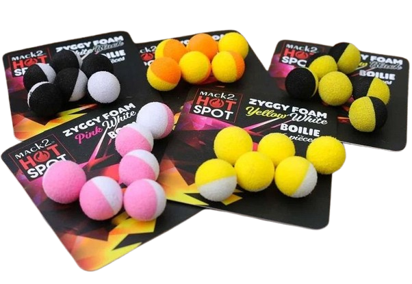 Boilies Artificial MACK2 Ziggy Foam Boilie Two Tone, 12mm, Alb-Negru, 6buc/pac
