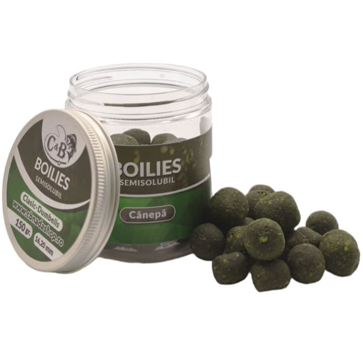 Boilies C&amp;B Semisolubil, Canepa, Verde, 16-20mm, 150g