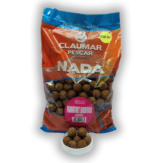 Boilies Claumar Birdfood Solubile Frankfurter 20mm 800Gr