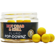 Boilies DYNAMITE Hot Crab &amp; Krill Pop-DownZ, 15mm, 80g