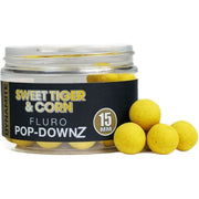 Boilies DYNAMITE Sweet Tiger &amp; Corn Pop-DownZ, 15mm, 80g