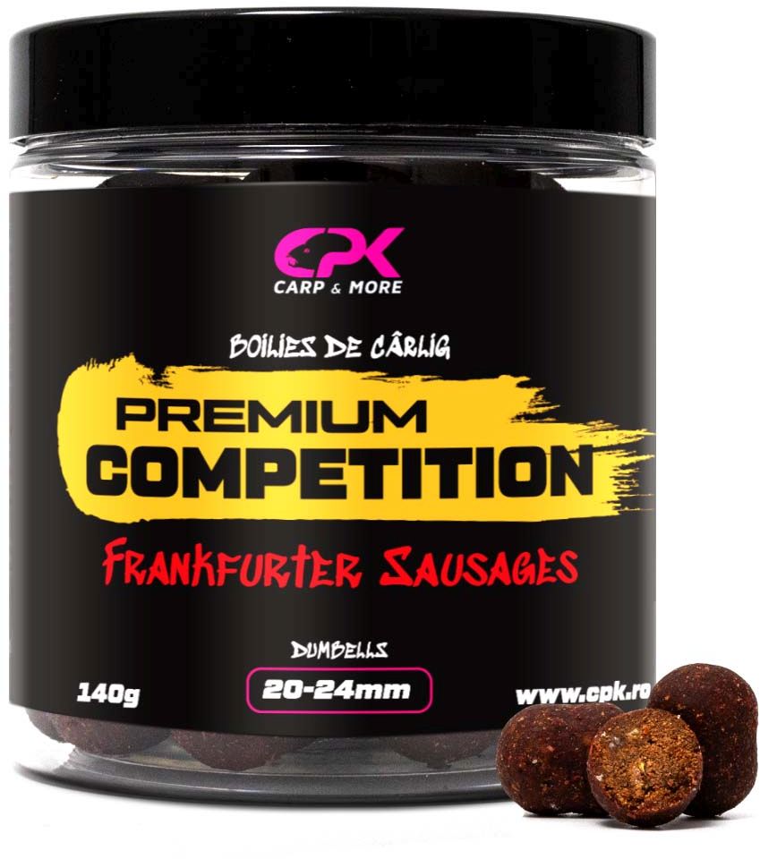 Boilies De Carlig CPK Premium Competition Dumbells, Frankfurter-Sausage, 20-24mm, 140g