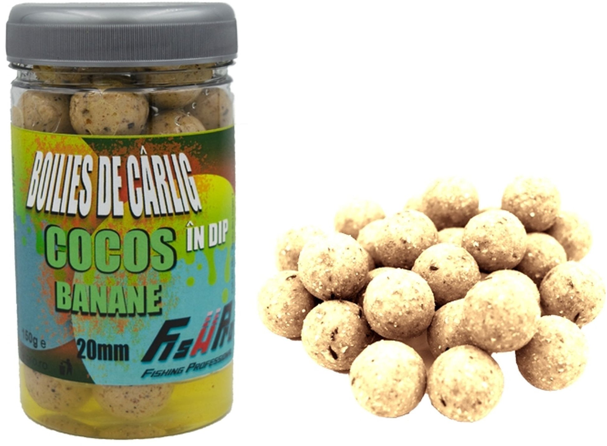 Boilies De Carlig Fish Pro Dipuit, Cocos Banane, 20mm, 150g