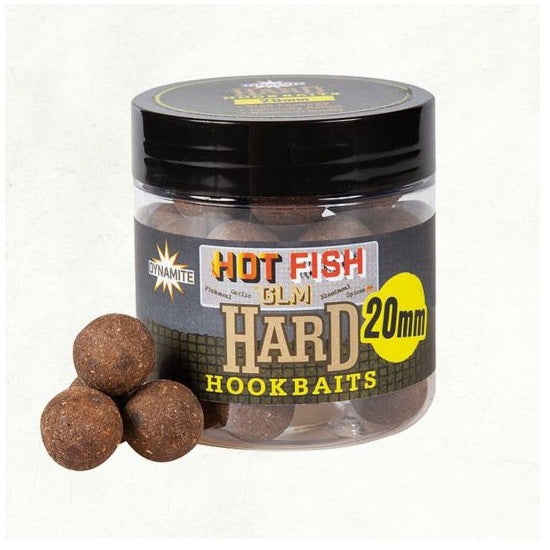 Boilies Dynamite Baits Hot Fish &amp; GLM Hard Hookbaits 20mm