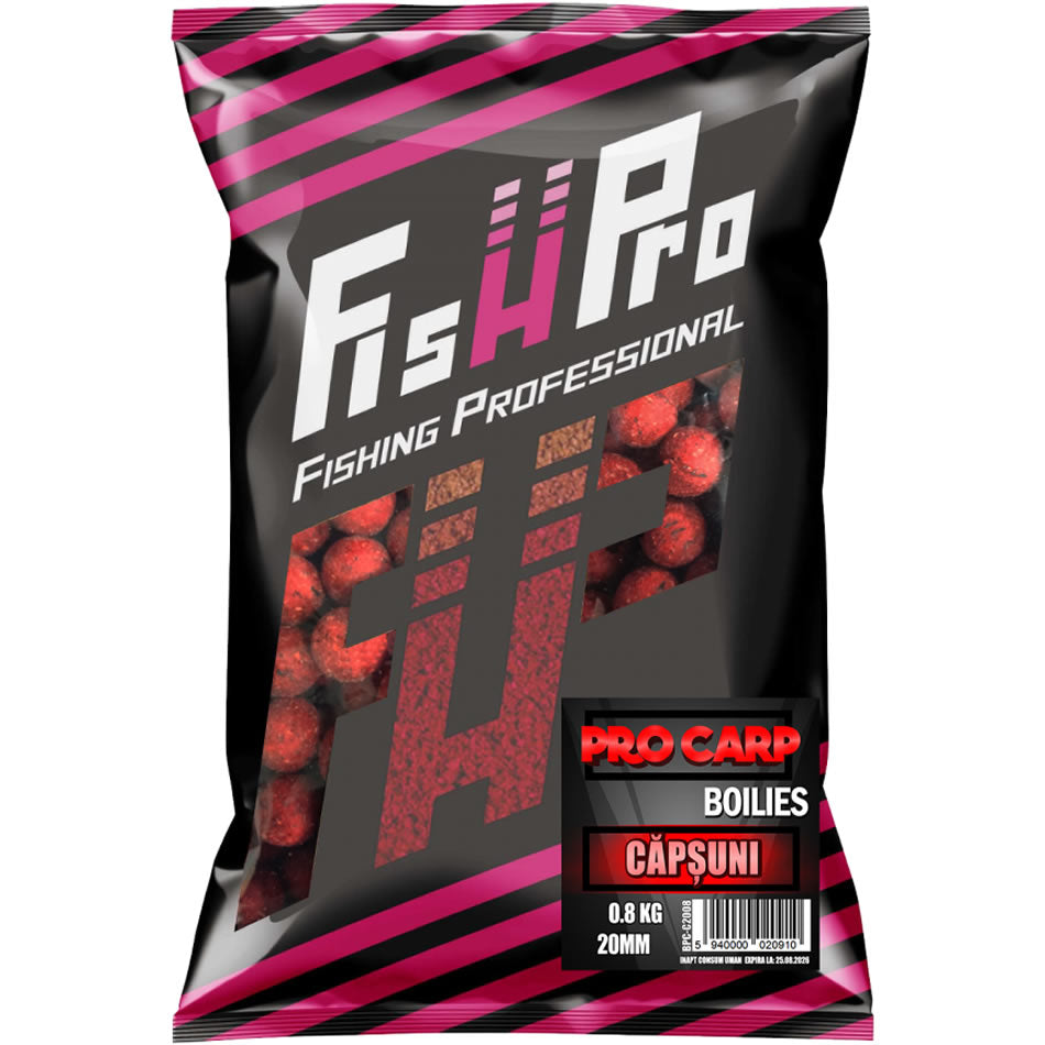 Boilies FISH PRO Pro Carp, Capsuna, 20mm, 0.8kg