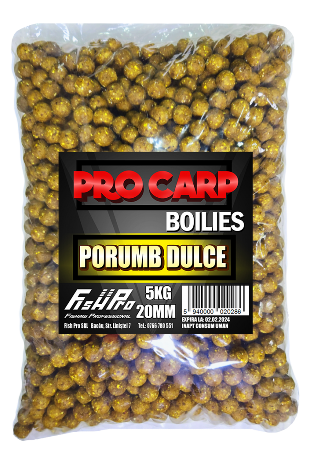 Boilies Fish Pro Carp, Porumb Dulce, 20mm, 10Kg