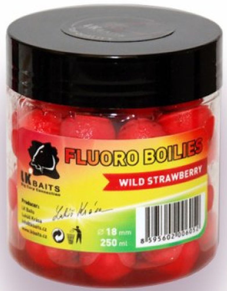 Boilies LK BAITS Fluoro Tare, Fragi, Rosu, 18mm, 250ml