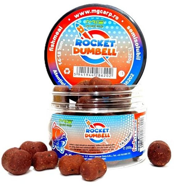 Boilies MG Rocket Dumbell Semisolubil De Carlig, 14-18mm, 200g