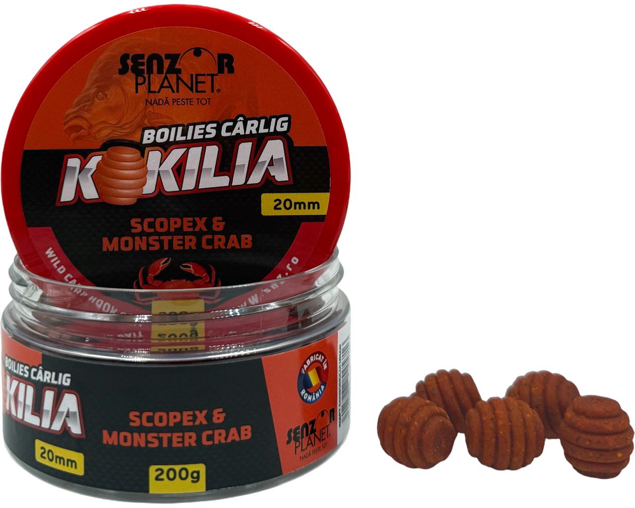 Boilies SENZOR Kokilia Pentru Carlig, Scopex Monster Crab Portocaliu, 20mm, 200g