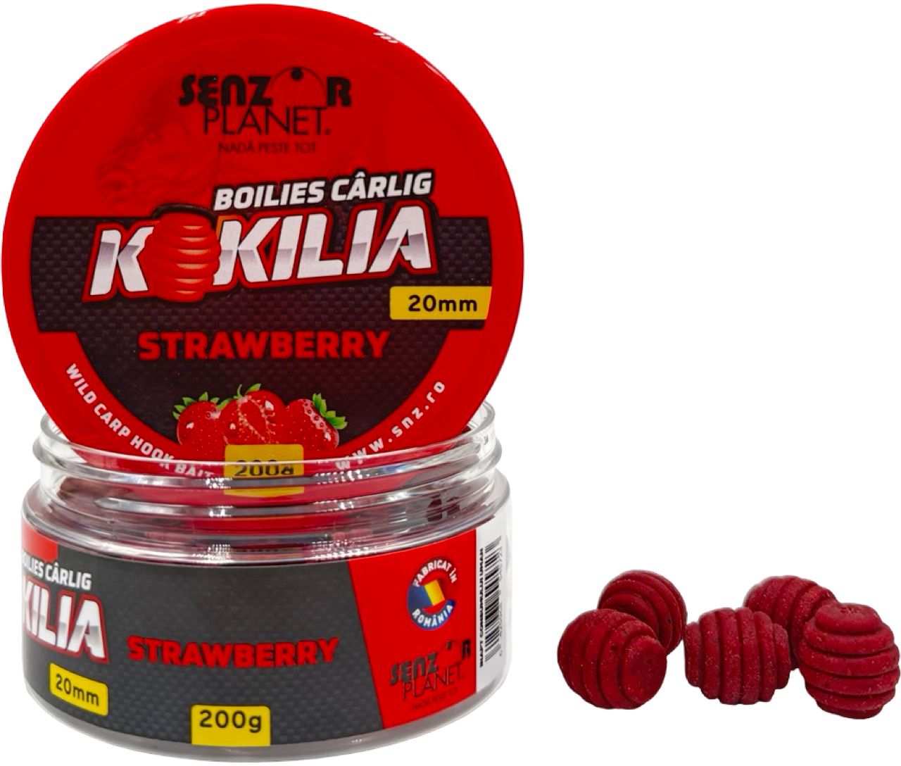 Boilies SENZOR Kokilia Pentru Carlig, Strawberry, 20mm, 200g