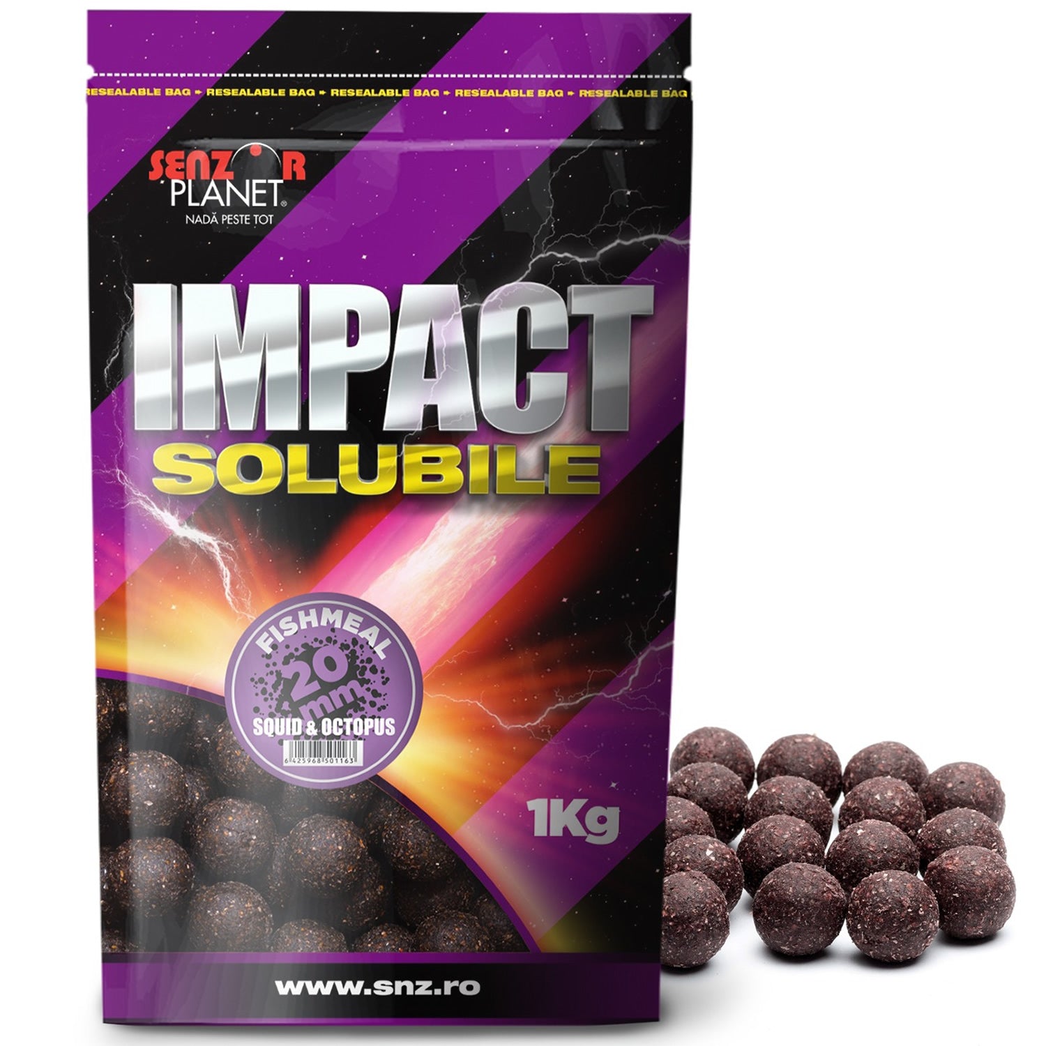 Boilies Solubil SENZOR, Squid &amp; Octopus, 20mm, 1kg