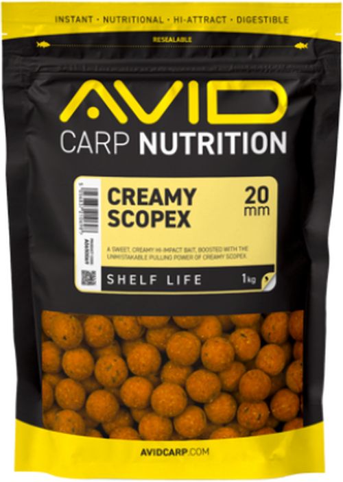 Boilies Tare AVID Carp Nutrition, Creamy Scopex, 20mm, 1kg