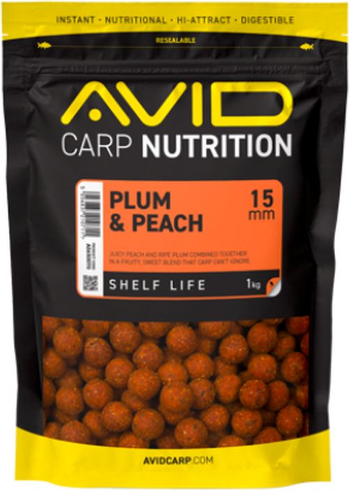 Boilies Tare AVID Carp Nutrition Plum &amp; Peach 1kg