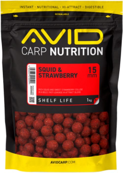 Boilies Tare AVID Carp Nutrition Squid &amp; Strawberry 1kg