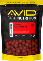 Boilies Tare AVID Carp Nutrition, Squid &amp; Strawberry, 15mm, 1kg