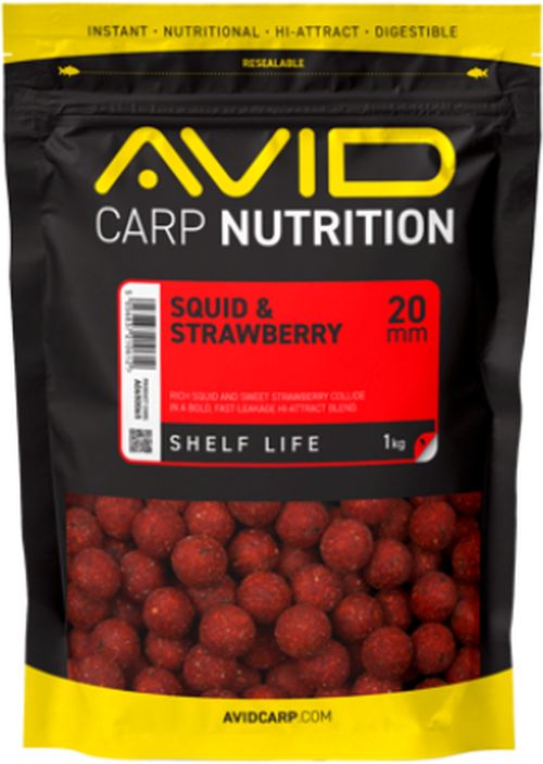 Boilies Tare AVID Carp Nutrition, Squid &amp; Strawberry, 20mm, 1kg
