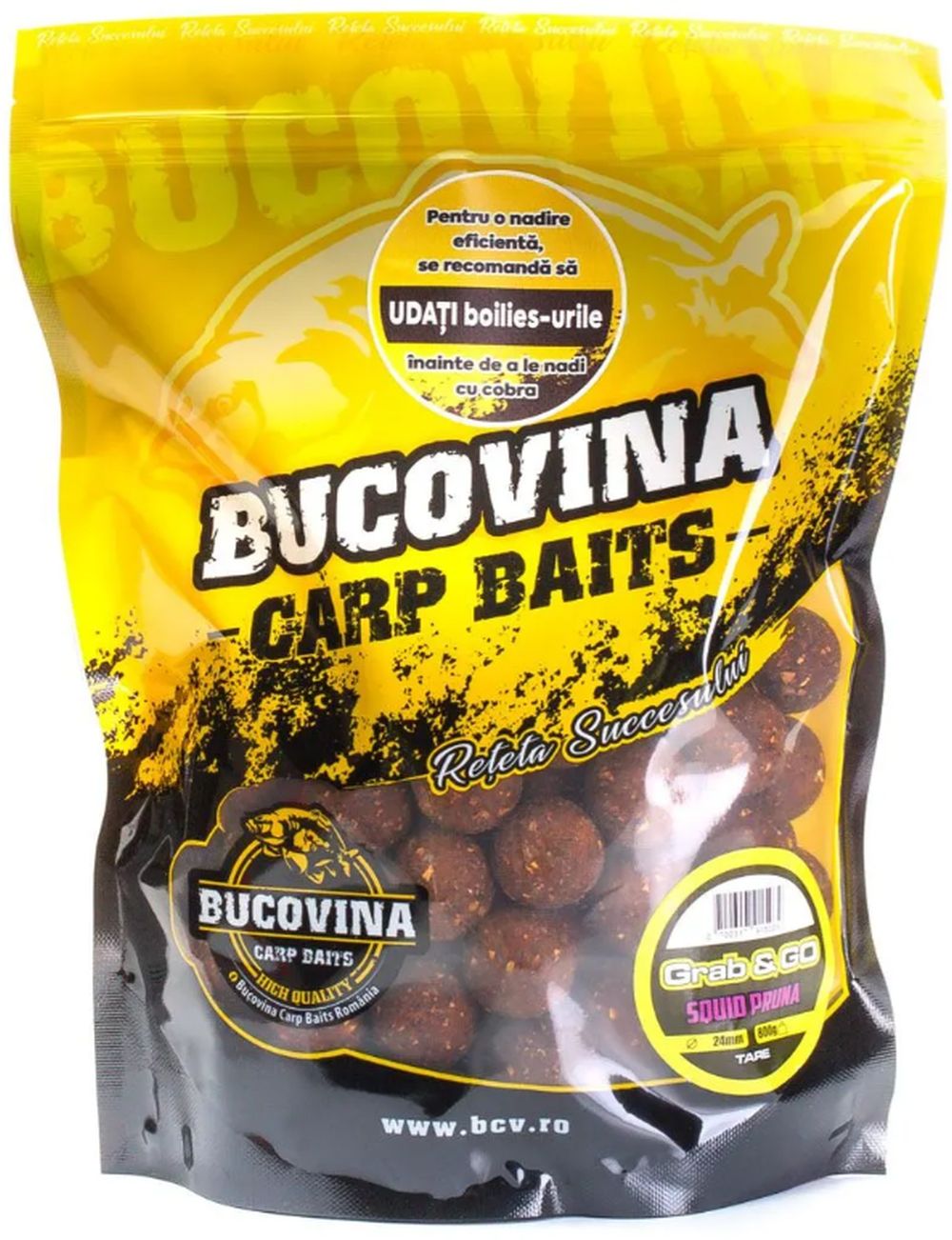 Boilies Tare Bucovina Baits Grab &amp; Go Squid Pruna 800g