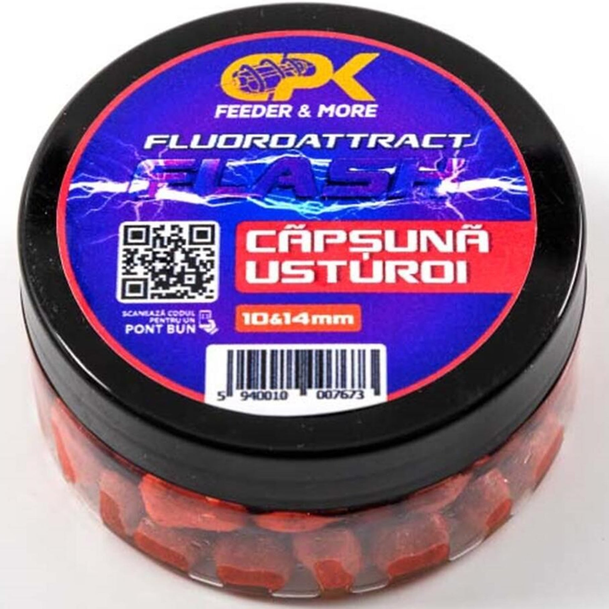  Boilies Tare de Carlig CPK Fluoroattract + Feeder Capsuna &amp; Usturoi, Marime S, 10/14mm