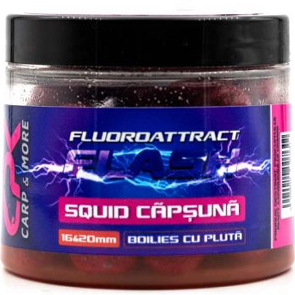 Boilies Tare de Carlig CPK Fluoroattract + Squid &amp; Capsuna, Marime S, 16/20mm