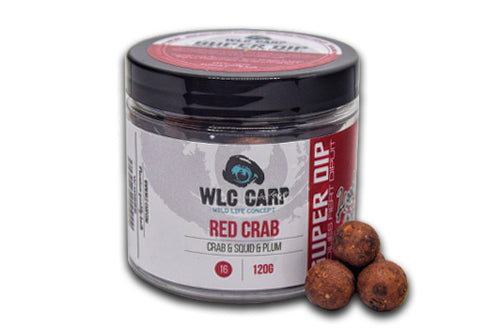 Boilies WLC De Carlig Super Dip Red Crab  ( borcan 120g ) Crab &amp; Squid &amp; Plum 16 MM