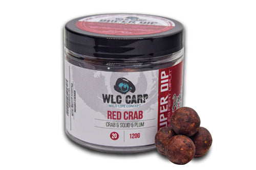 Boilies WLC De Carlig Super Dip Red Crab  ( borcan 120g ) Crab &amp; Squid &amp; Plum 20 MM