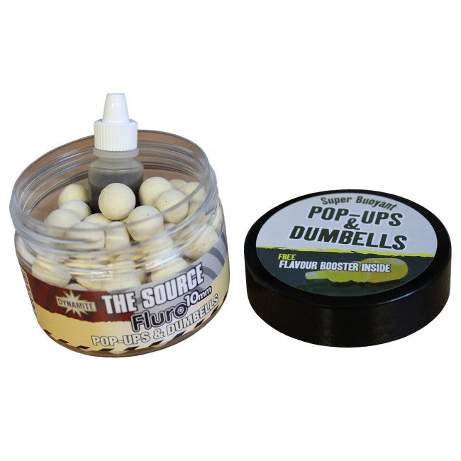 Boilies and Dumbells Dynamite Baits Pop-up The Source White Fluro 15mm