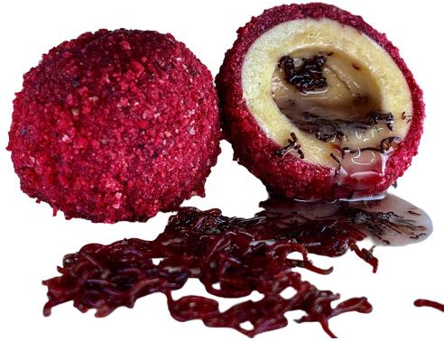Boilies cu Miez Lichid LK BAITS Nutrigo, Bloodworm, 20-25mm, 250ml, 12buc/pac