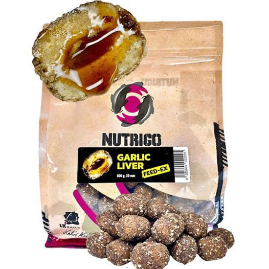 Boilies cu Miez Lichid LK BAITS Nutrigo Feed-Ex, Ficat Usturoi, 20mm, 800g