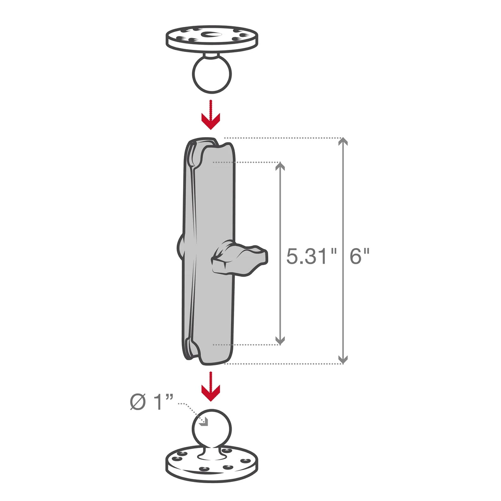 Brat RAM Mounts Double Socket Arm - B Size Long