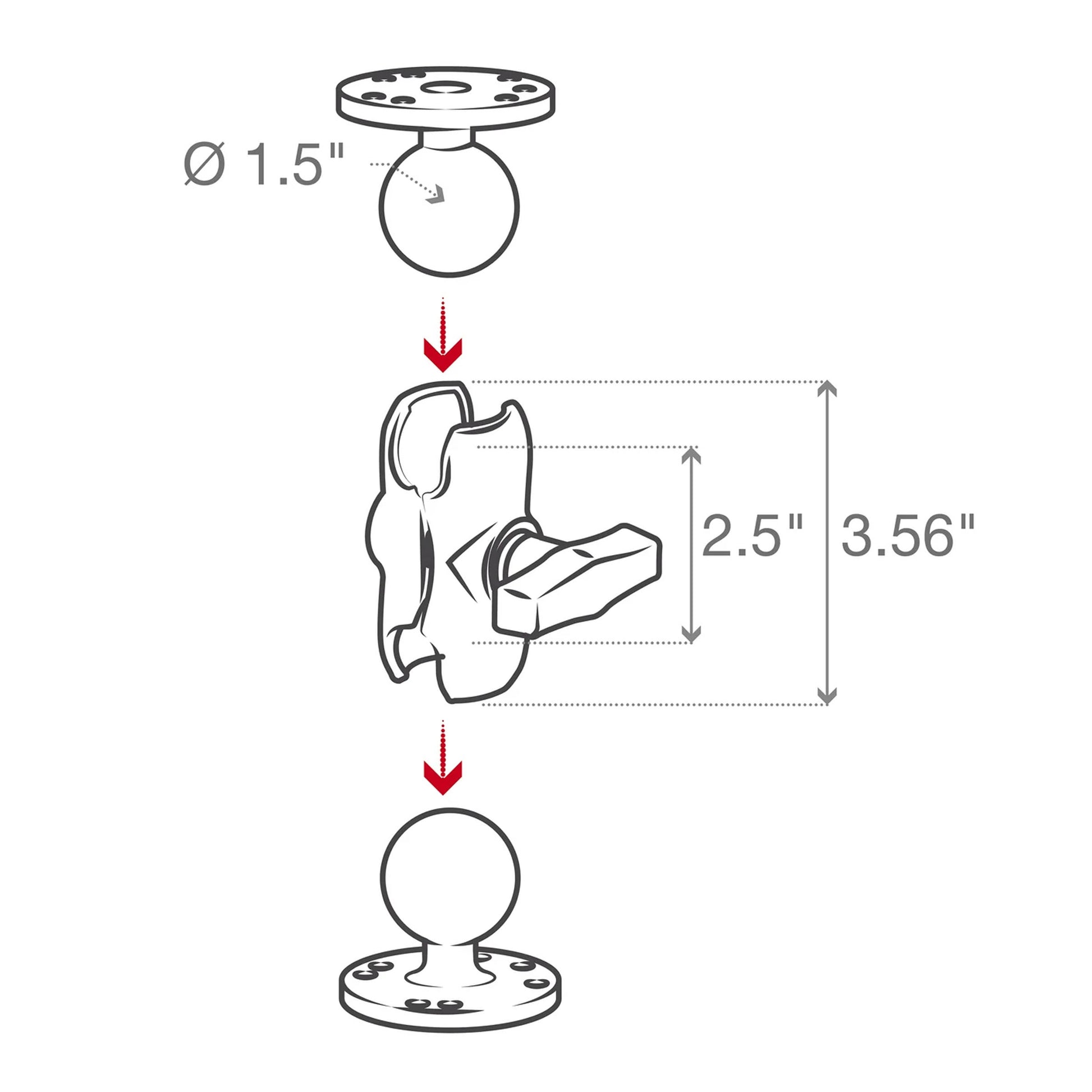 Brat RAM Mounts Double Socket Arm - C Size Short